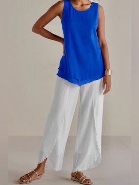 Soft Surroundings Siesta Key (Icon Wisteria) Cotton Gauze Pants Size L, NWT